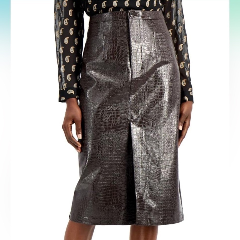 International concepts, pencil faux crocodile skirt